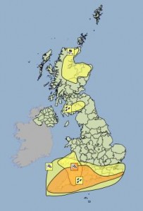 Amber and Yellow warnings of wind issued for Monday the 8th February 2016.